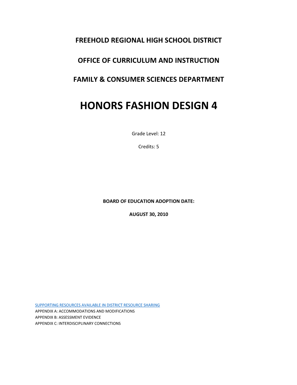 Honors Fashion Design 4