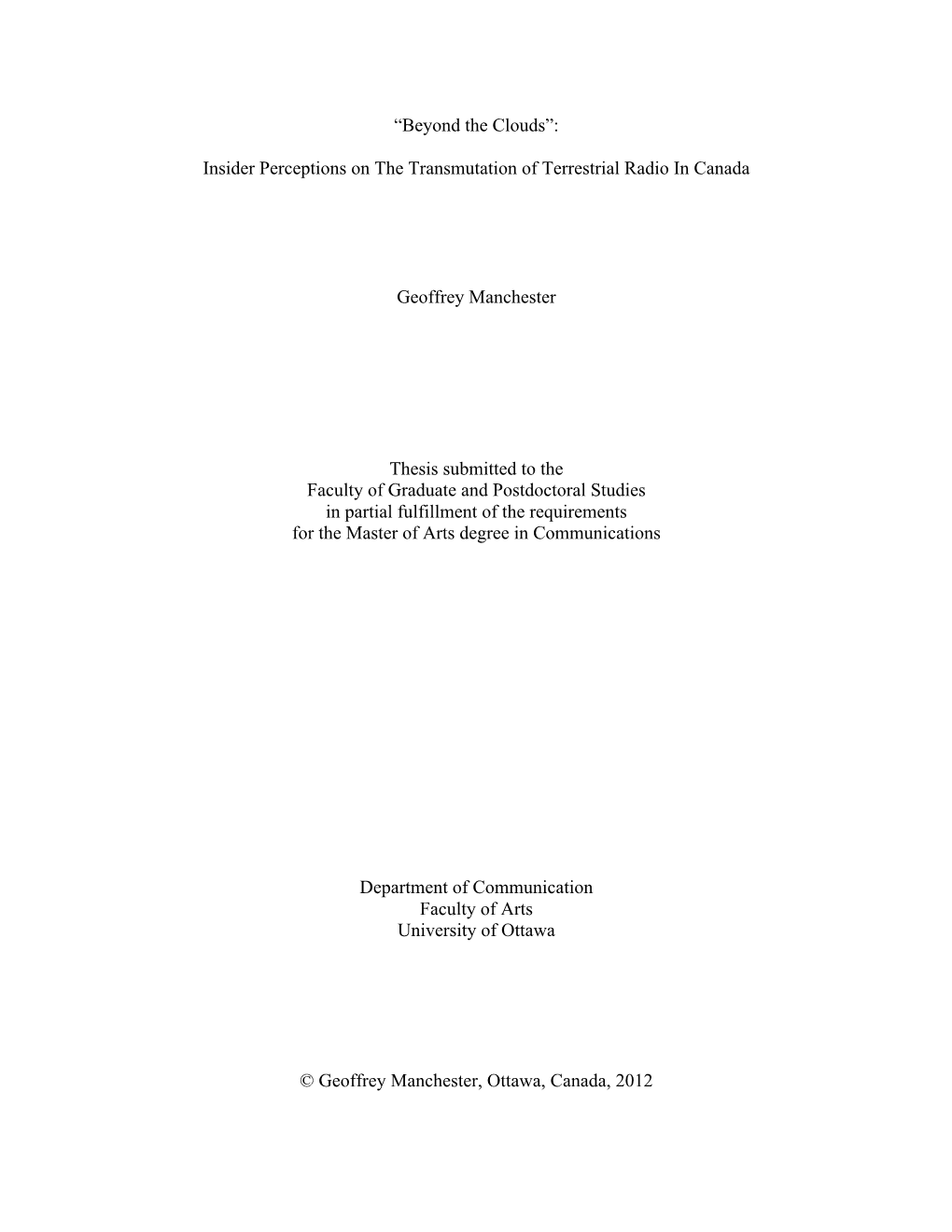 Insider Perceptions on the Transmutation of Terrestrial Radio in Canada