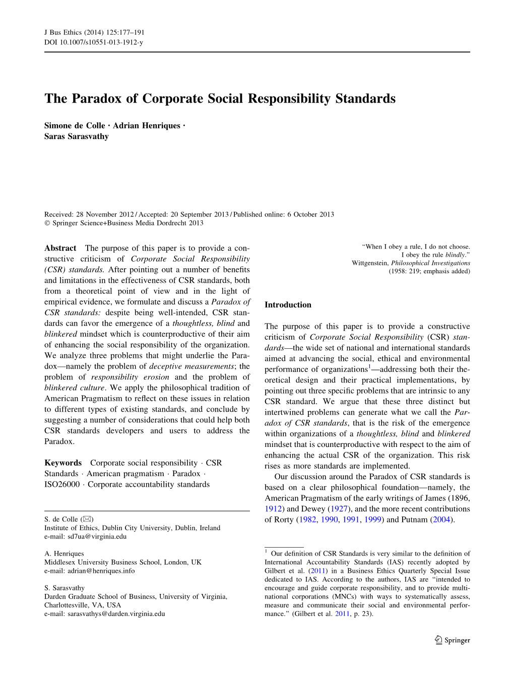 The Paradox of Corporate Social Responsibility Standards