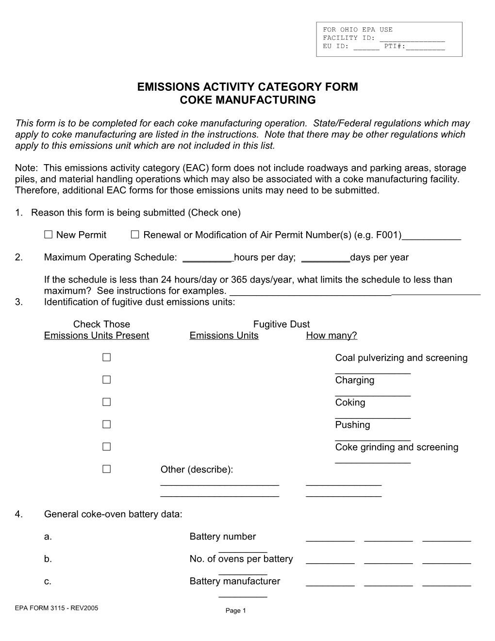 Emissions Activity Category Form s1