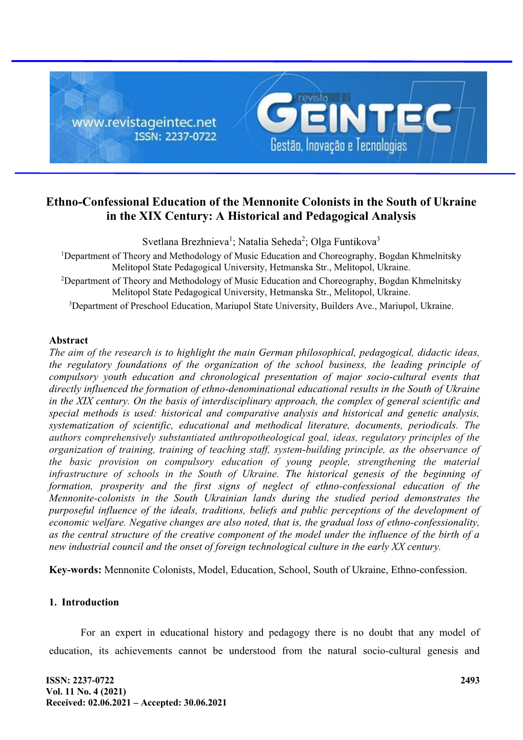 Ethno-Confessional Education of the Mennonite Colonists in the South of Ukraine in the ХIХ Century: a Historical and Pedagogical Analysis