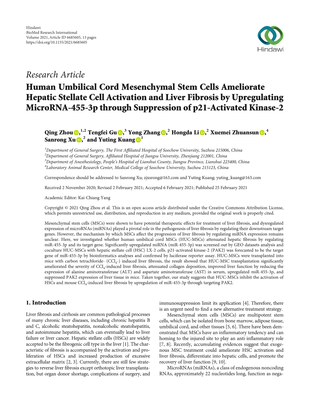 Human Umbilical Cord Mesenchymal Stem Cells Ameliorate Hepatic