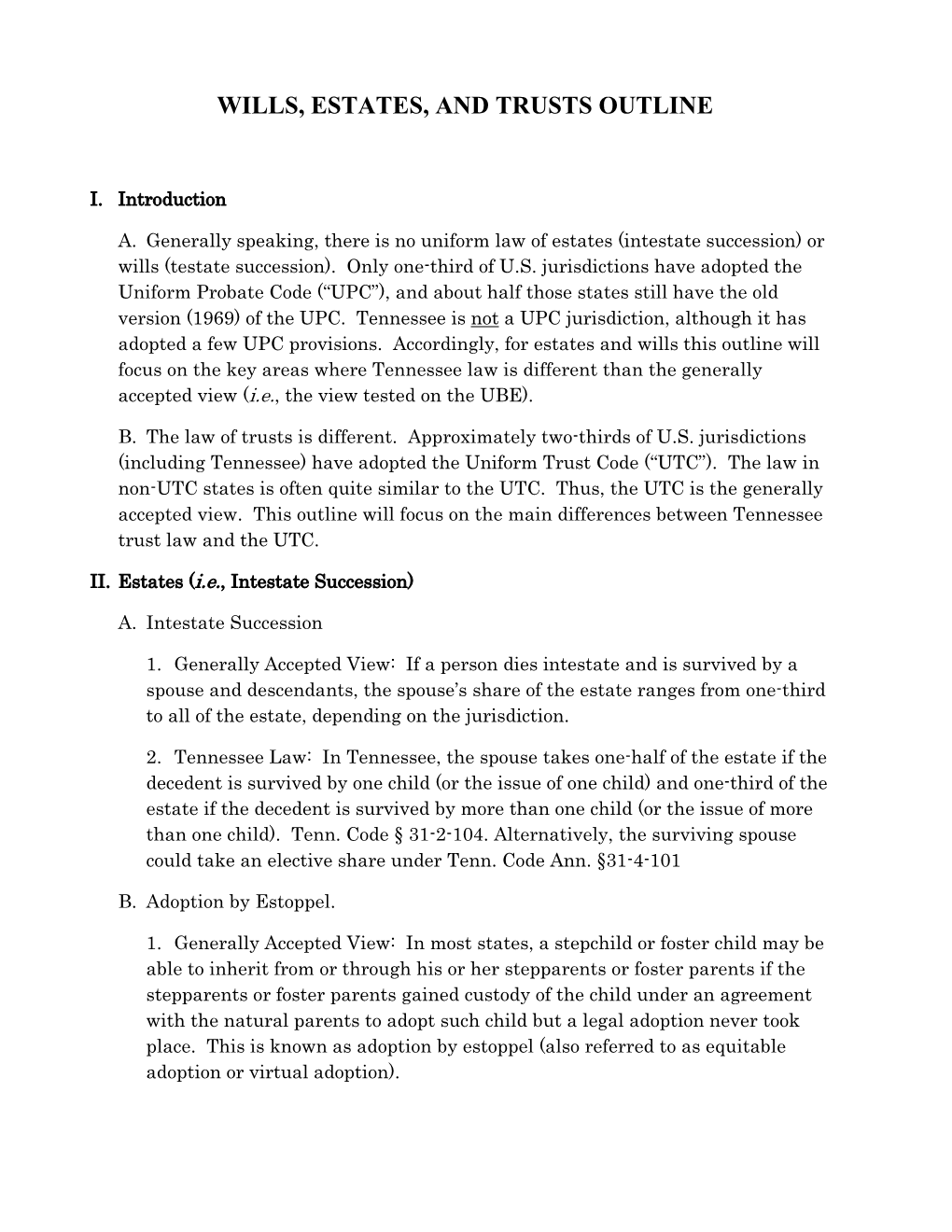 Wills, Estates, and Trusts Outline