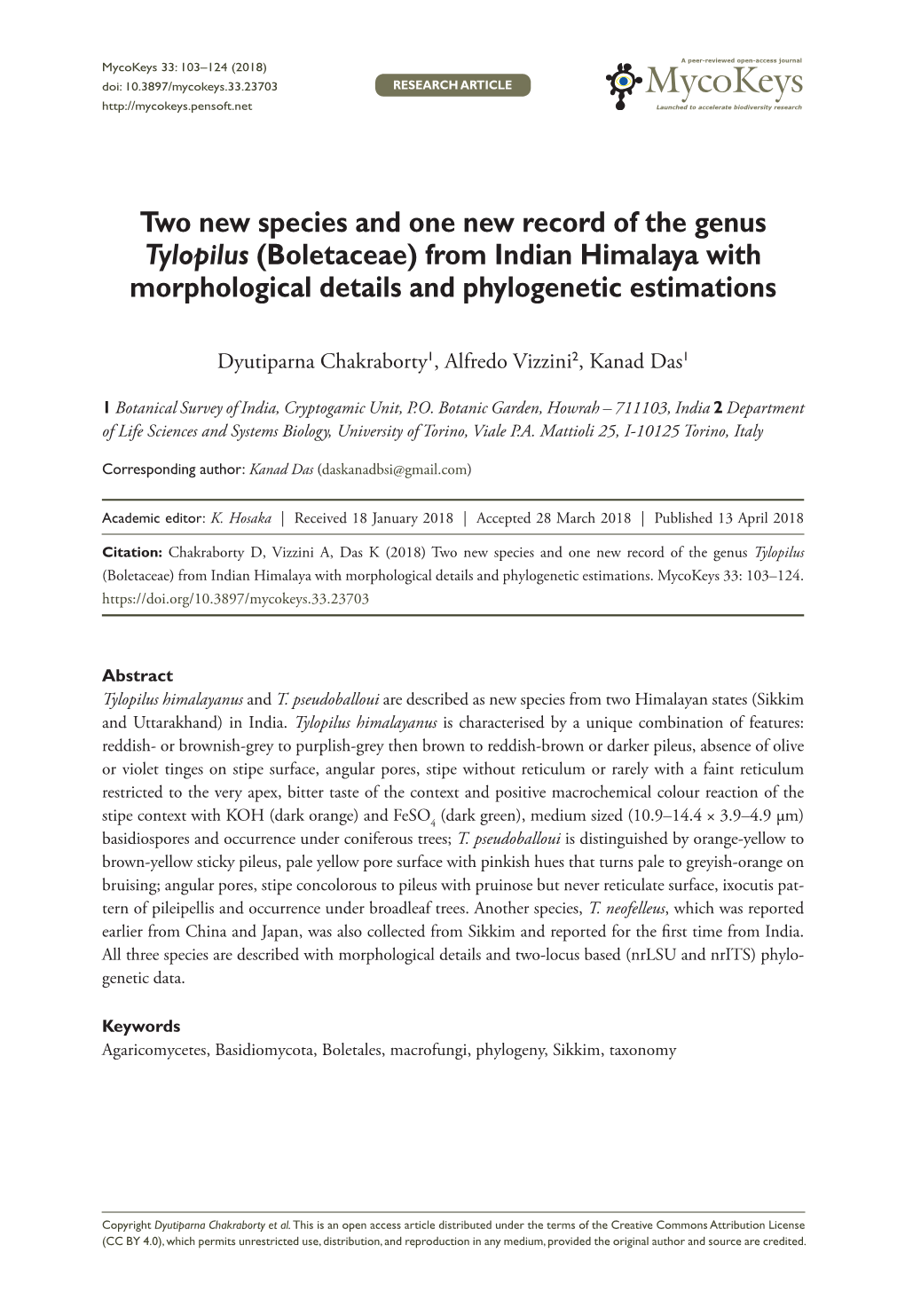 ﻿Two New Species and One New Record of the Genus Tylopilus (Boletaceae