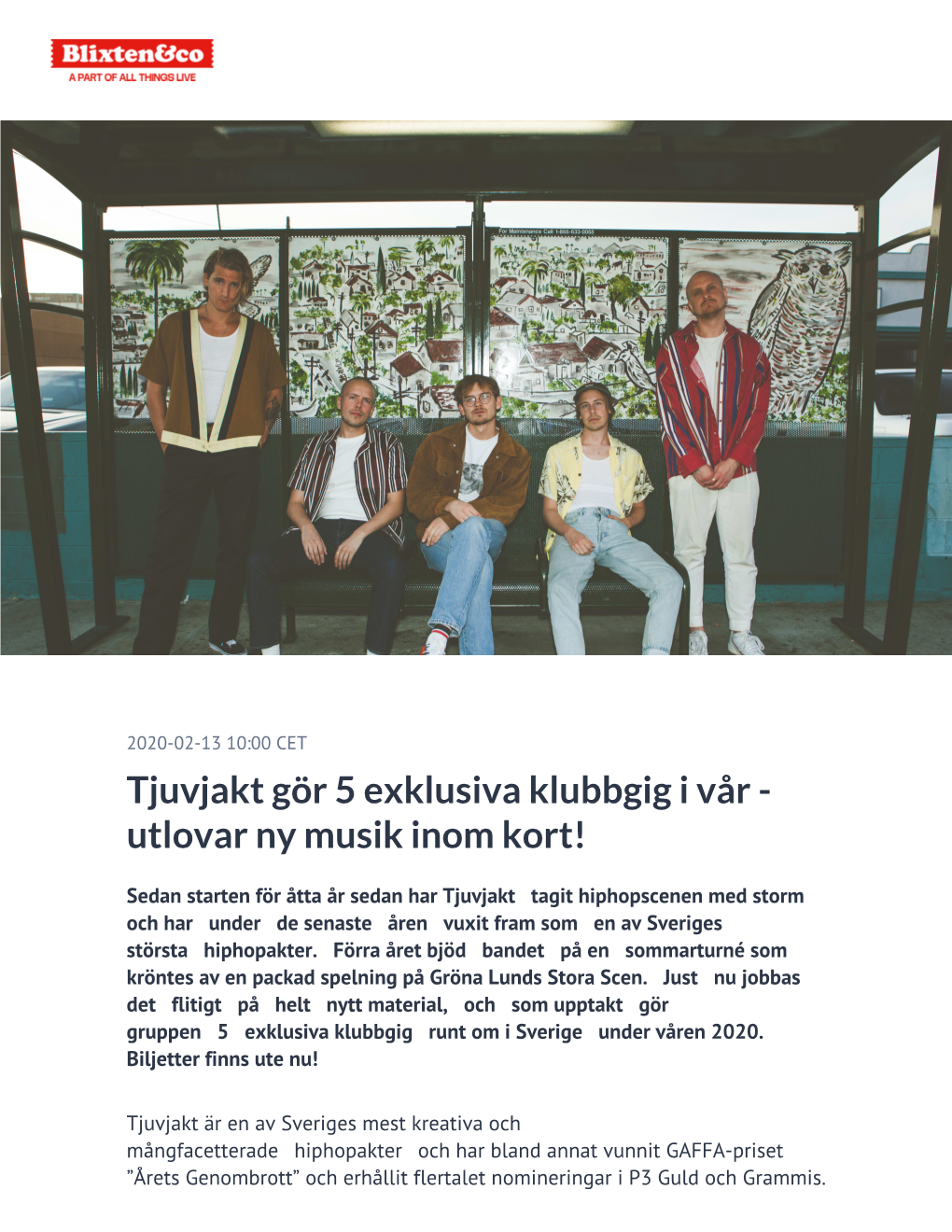 Tjuvjakt Gör 5 Exklusiva Klubbgig I Vår - Utlovar Ny Musik Inom Kort!