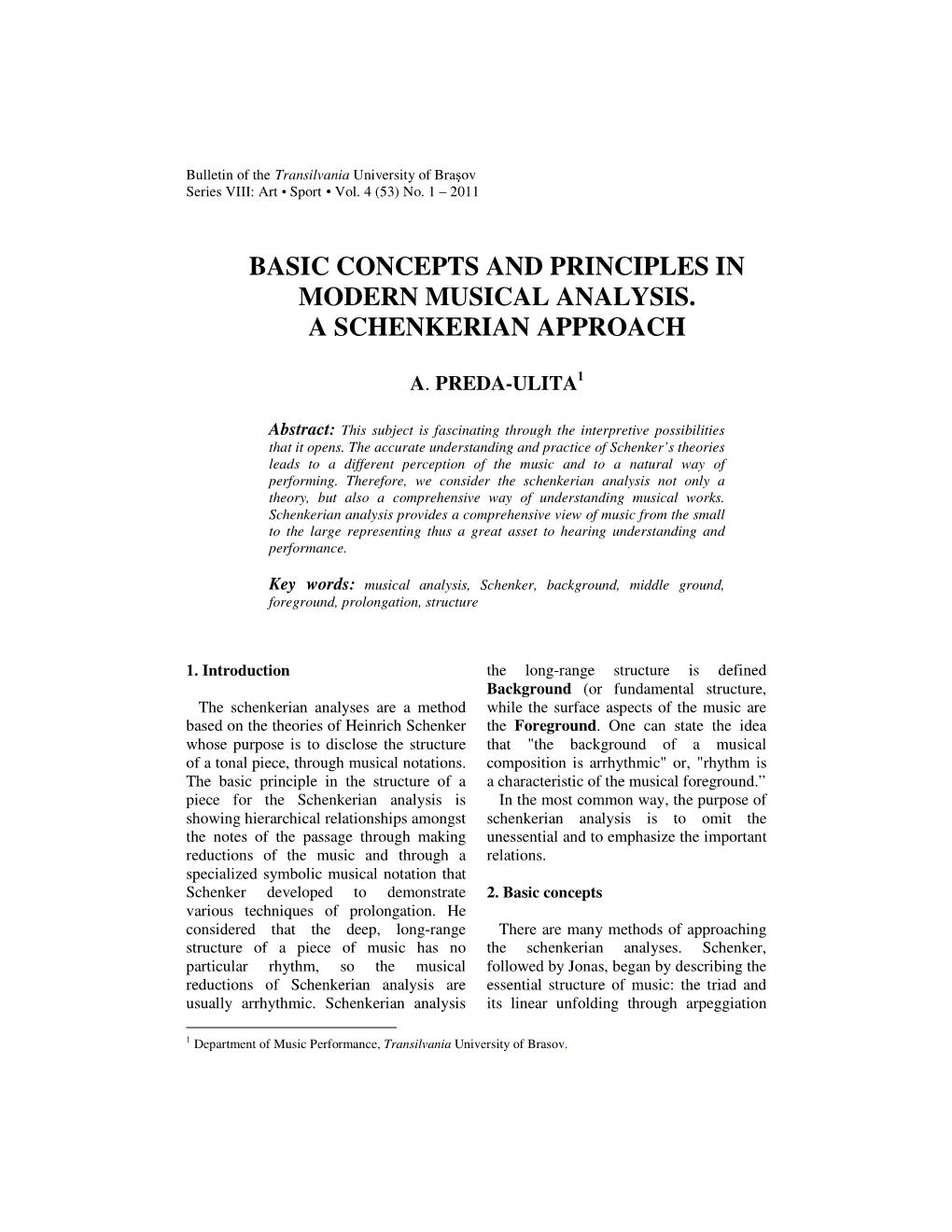 Basic Concepts and Principles in Modern Musical Analysis