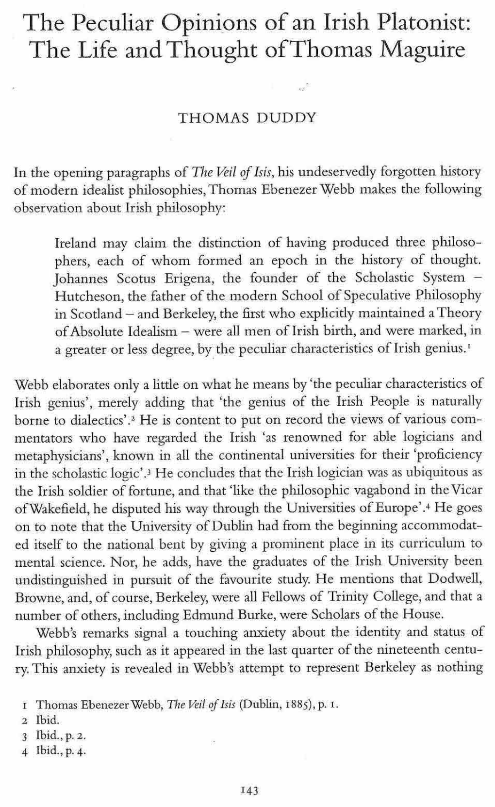 The Peculiar Opinions of an Irish Platonist: the Life and Thought of Thomas Maguire