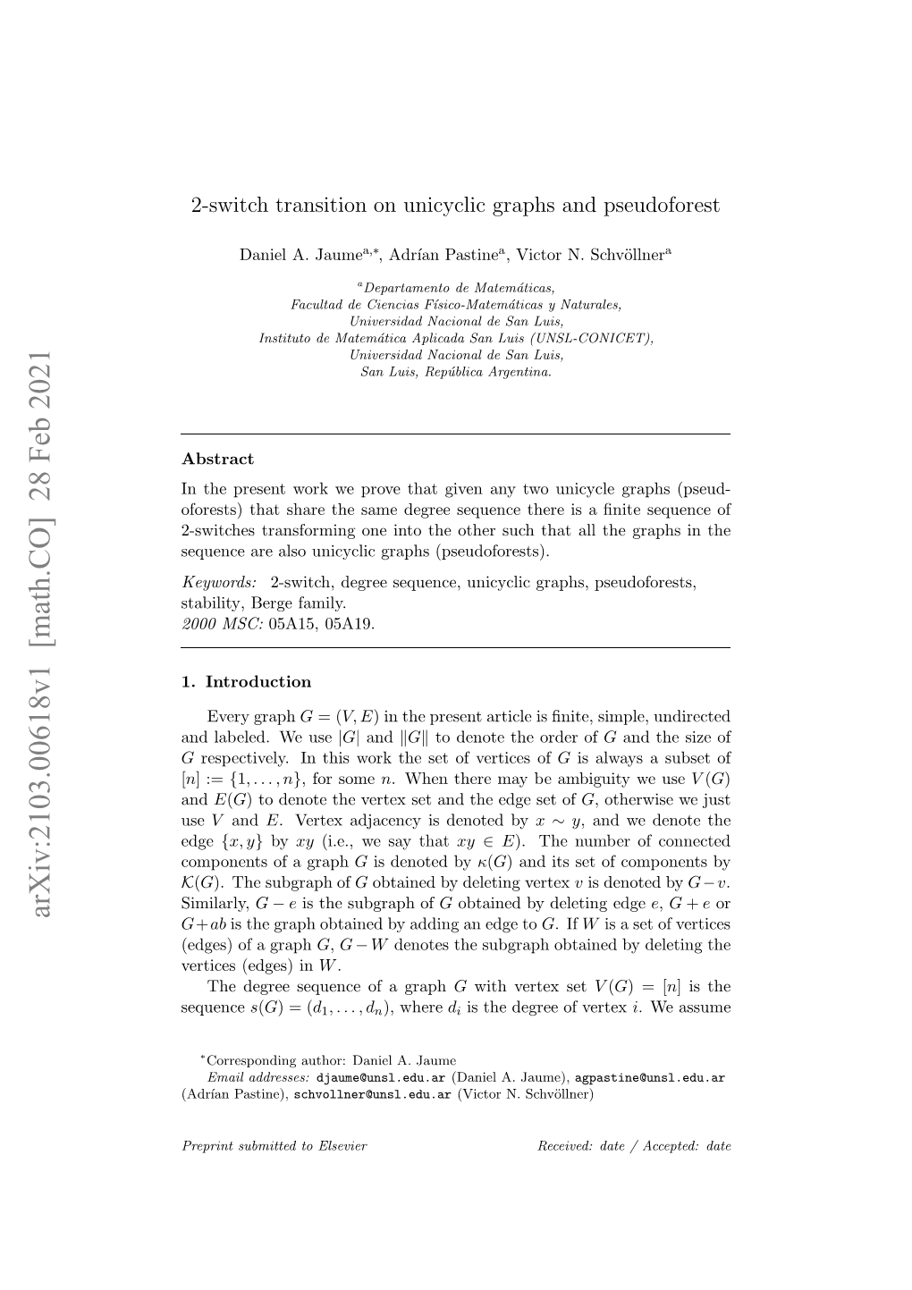 2-Switch Transition on Unicyclic Graphs and Pseudoforest