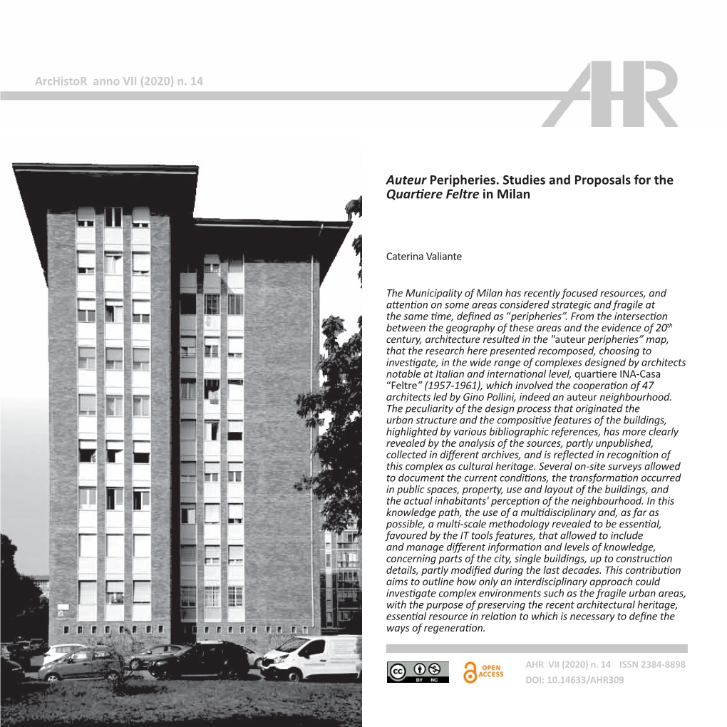 Auteur Peripheries. Studies and Proposals for the Quartiere Feltre in Milan