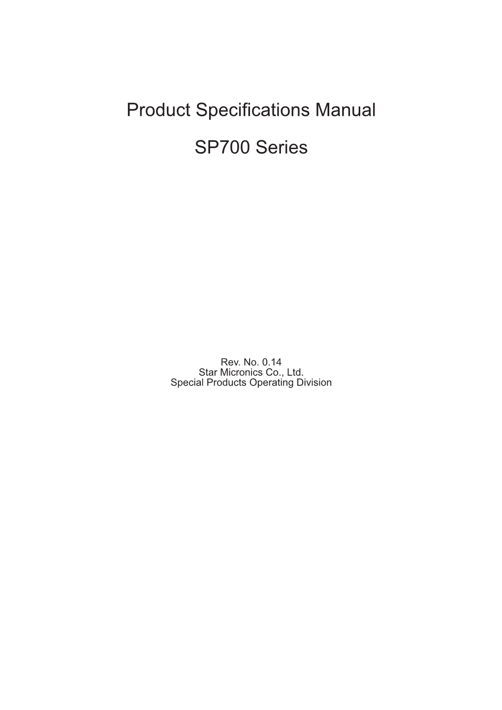 SP700 Product Specifications