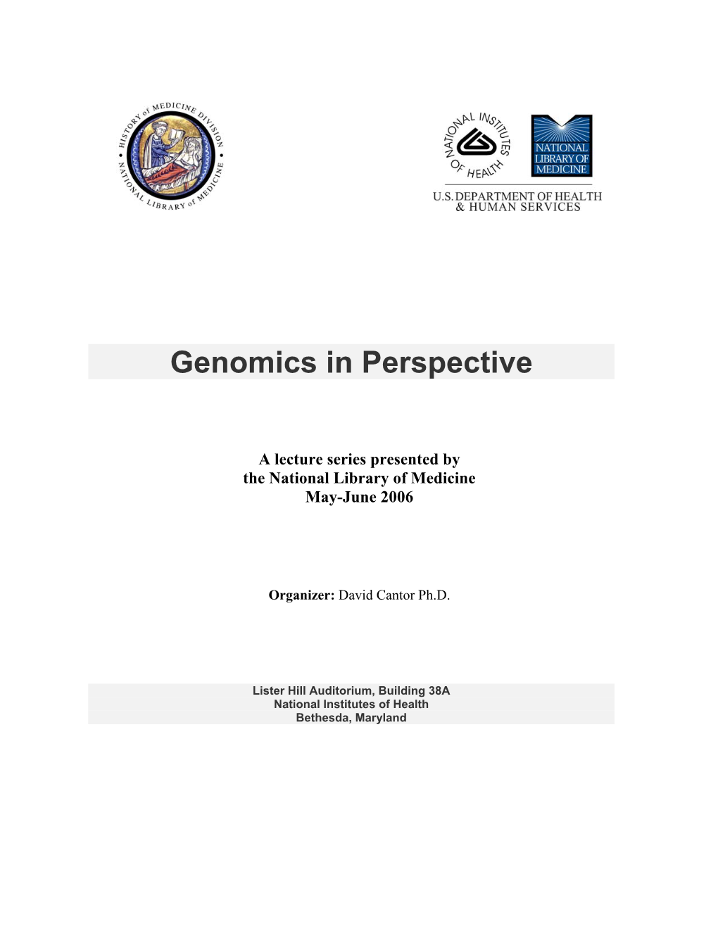 Genomics in Perspective