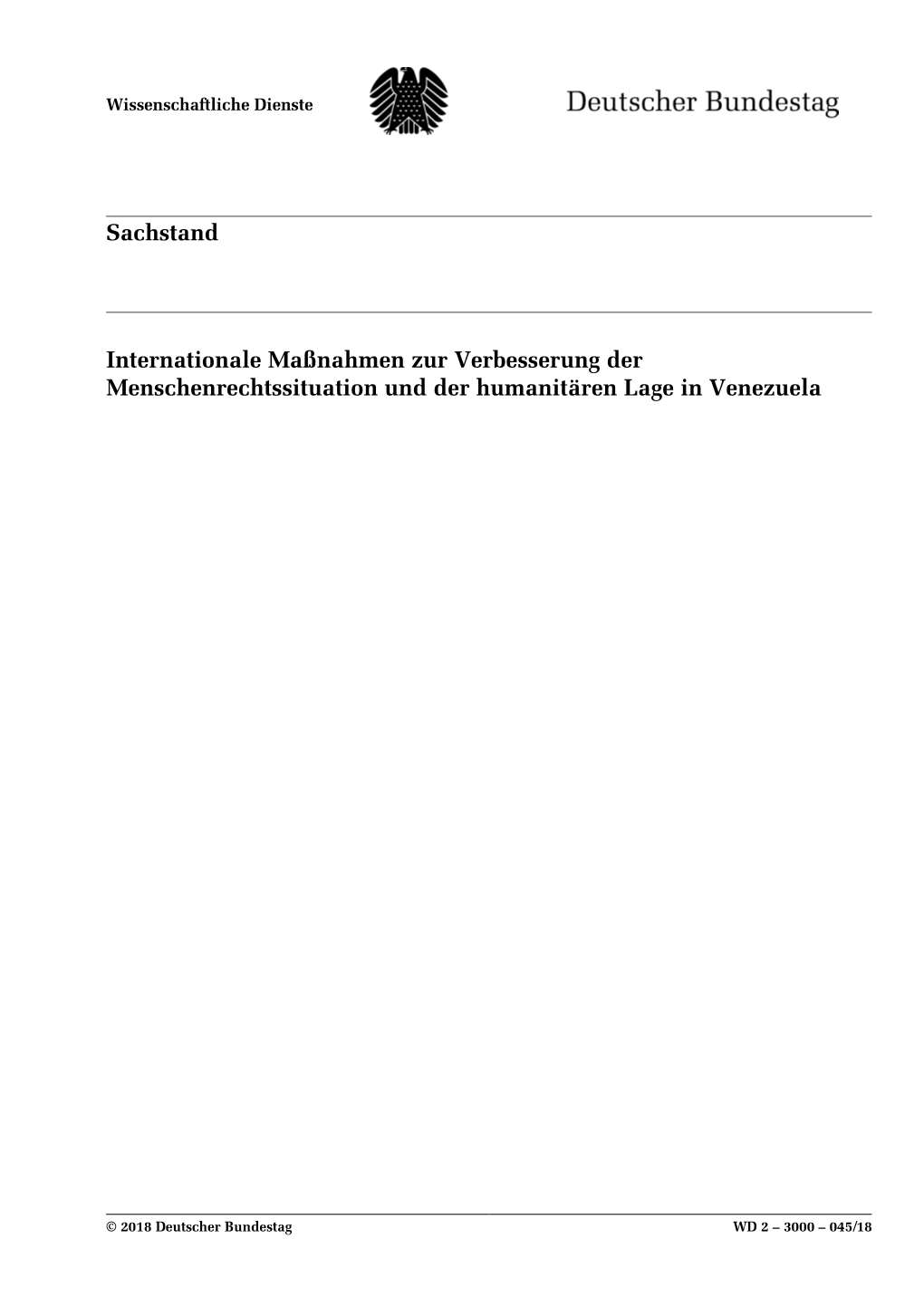 045/18 Internationale Maßnahmen Zur Verbesserung Der