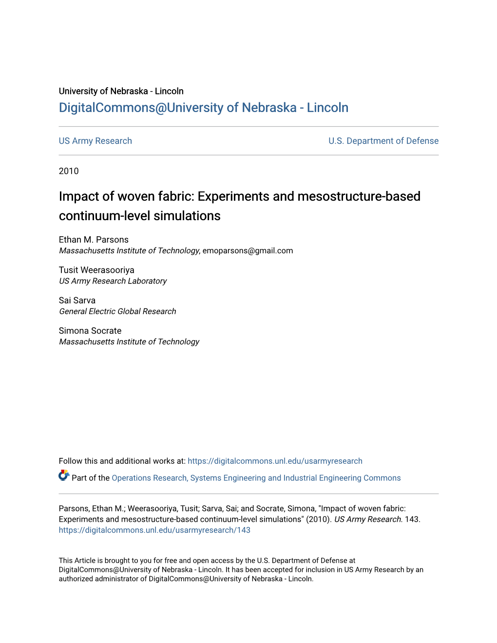 Impact of Woven Fabric: Experiments and Mesostructure-Based Continuum-Level Simulations