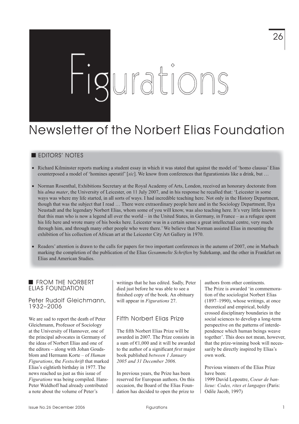 Newsletter of the Norbert Elias Foundation