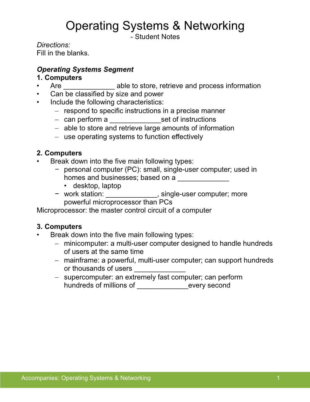 Operating Systems & Networking