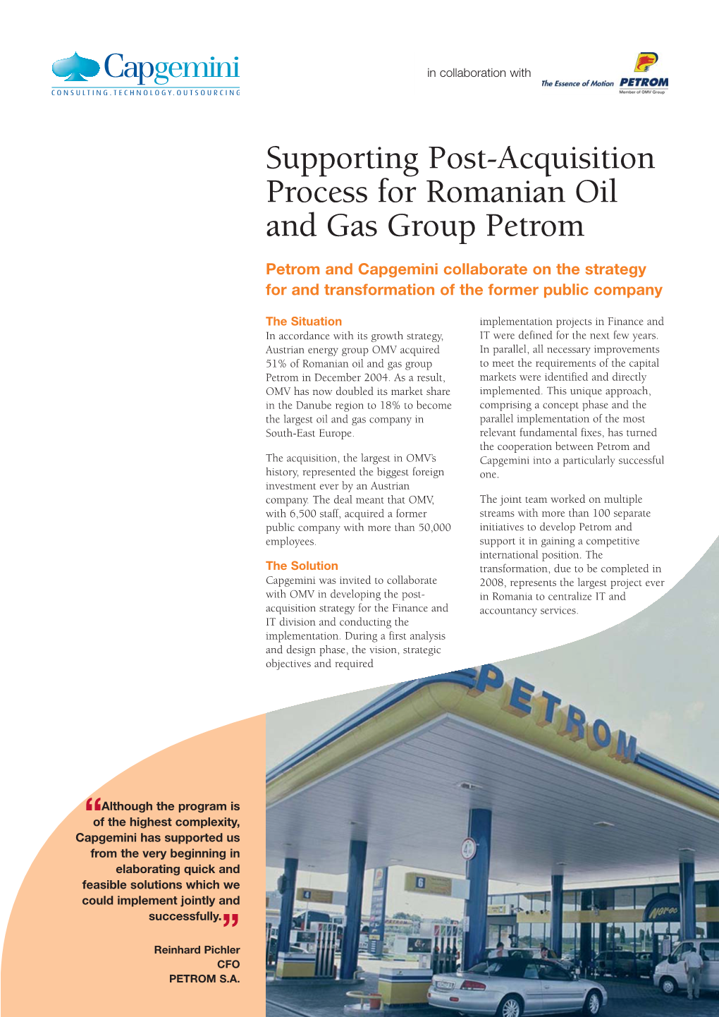 Supporting Post-Acquisition Process for Romanian Oil and Gas Group Petrom