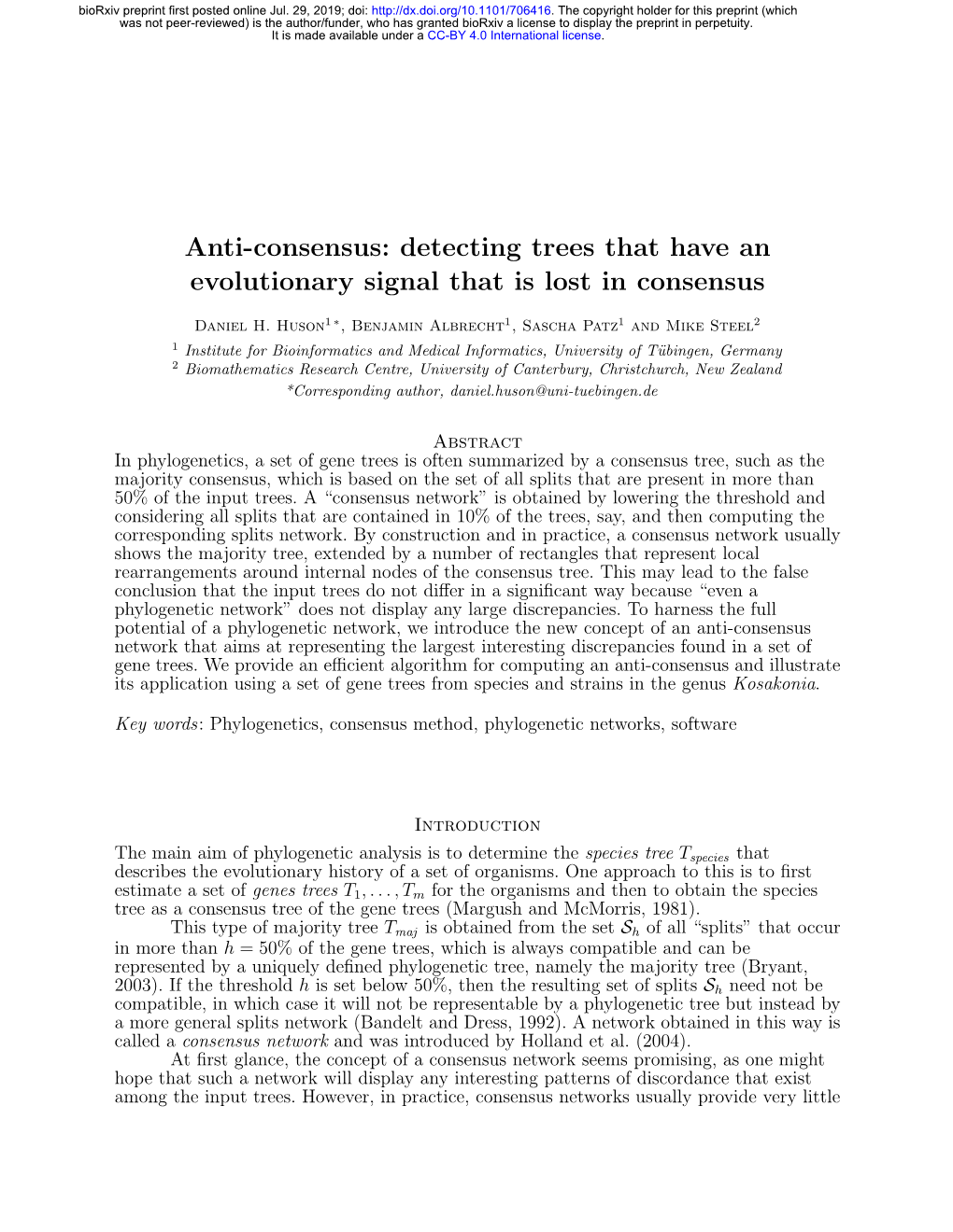 Anti-Consensus: Detecting Trees That Have an Evolutionary Signal That Is Lost in Consensus