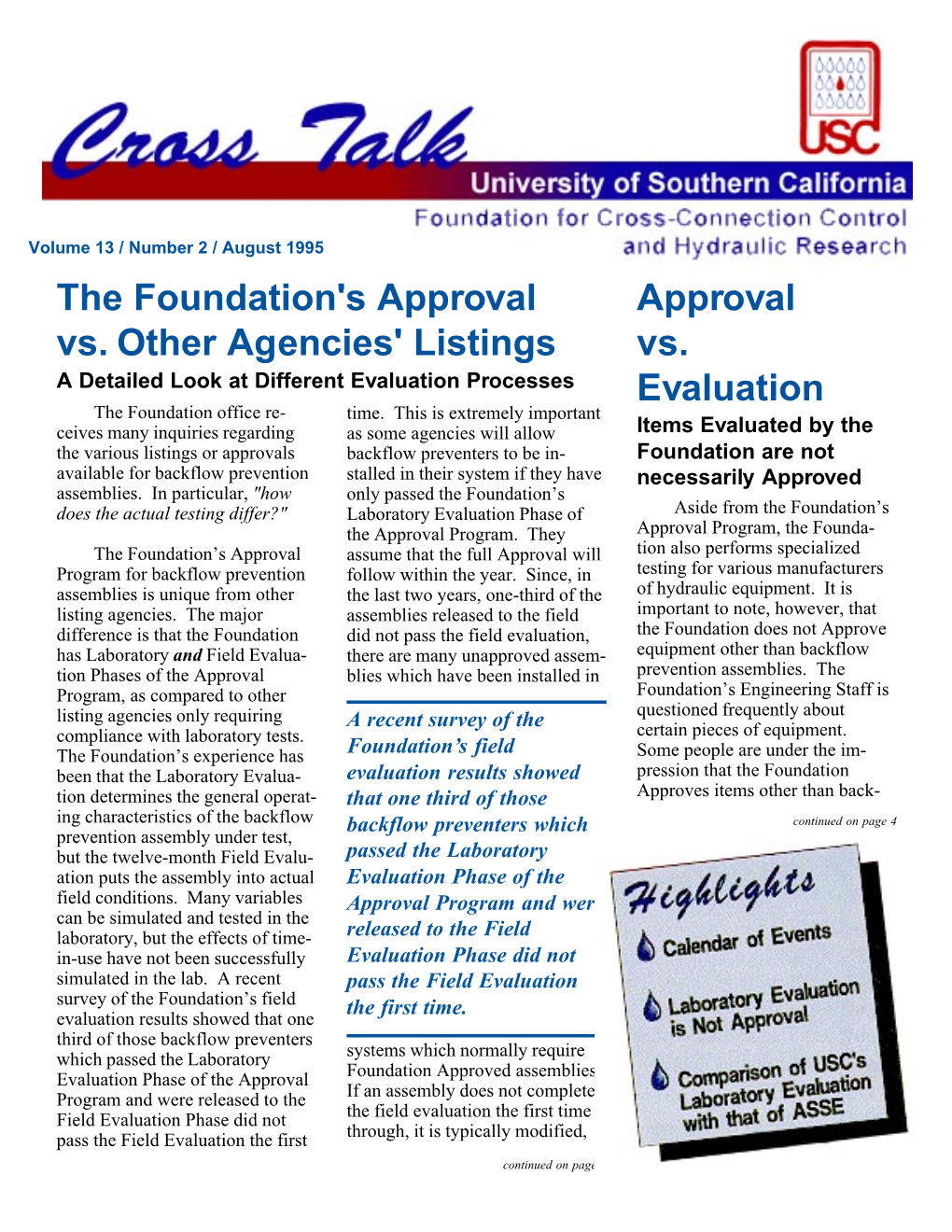 August 1995 the Foundation's Approval Approval Vs