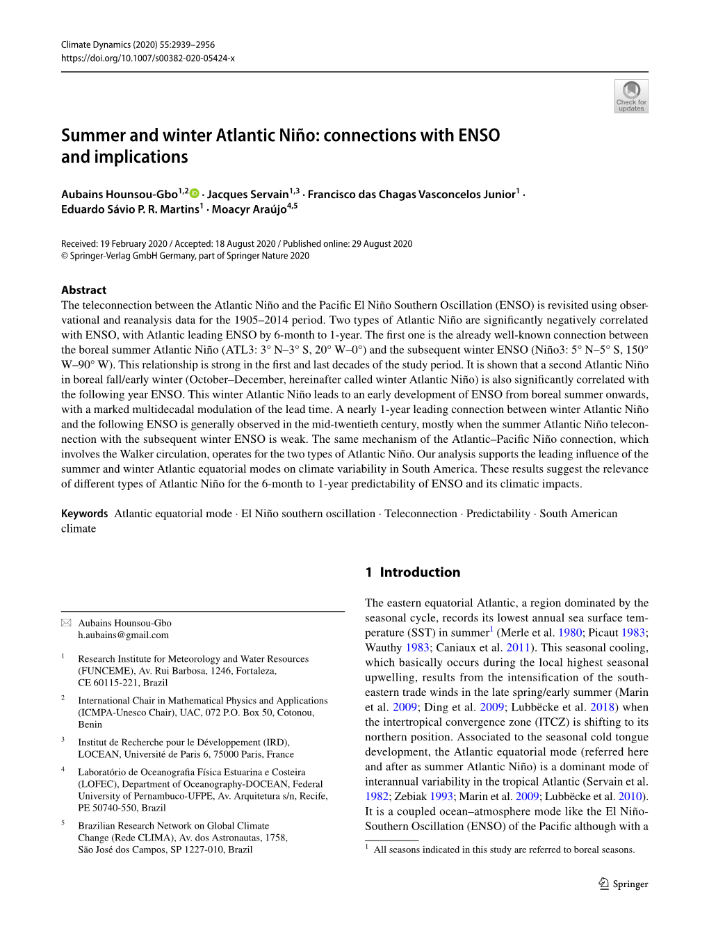 Summer and Winter Atlantic Niño: Connections with ENSO and Implications