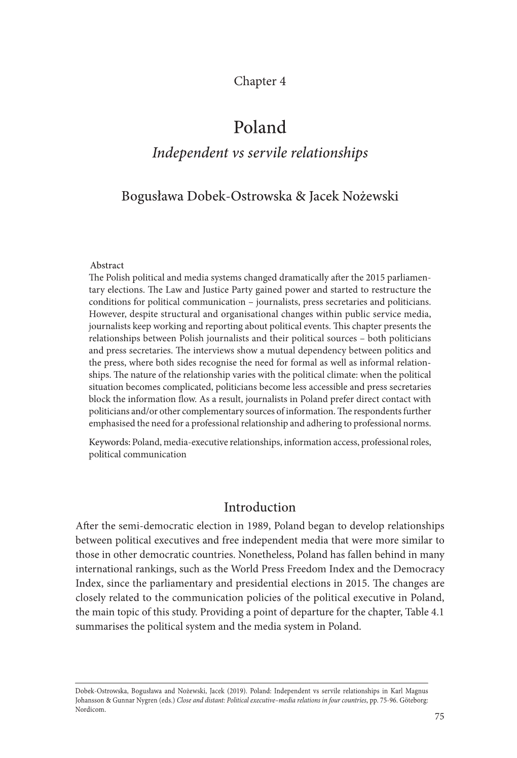 Poland Independent Vs Servile Relationships