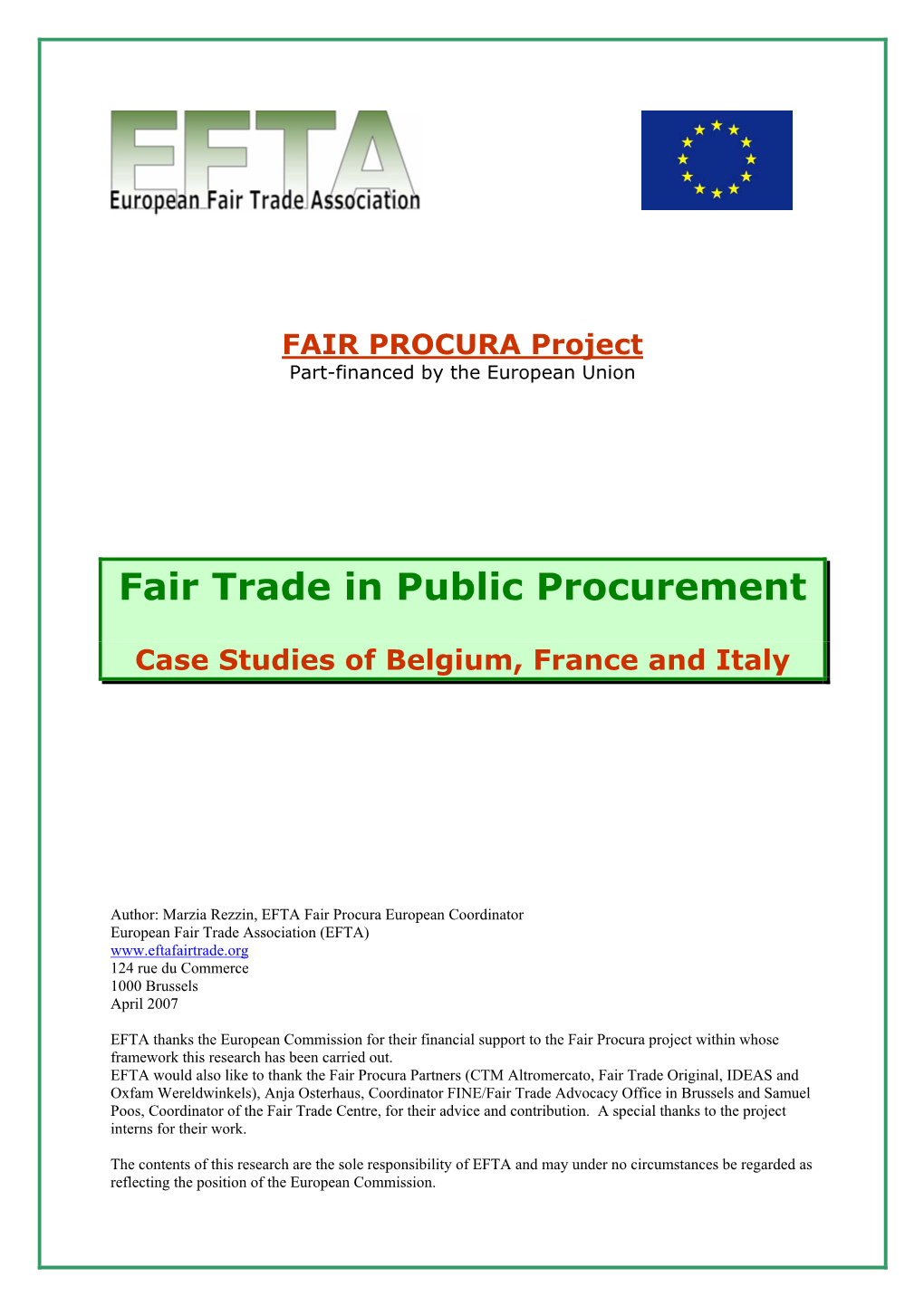 Fair Trade in Public Procurement