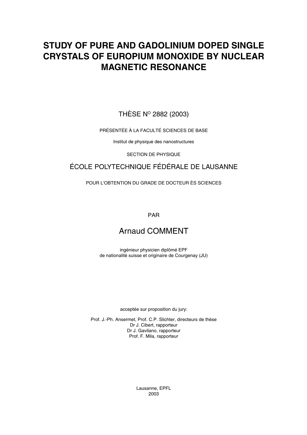 Study of Pure and Gadolinium Doped Single Crystals of Europium Monoxide by Nuclear Magnetic Resonance