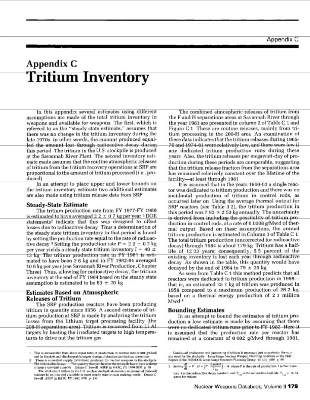 Tritium Inventory