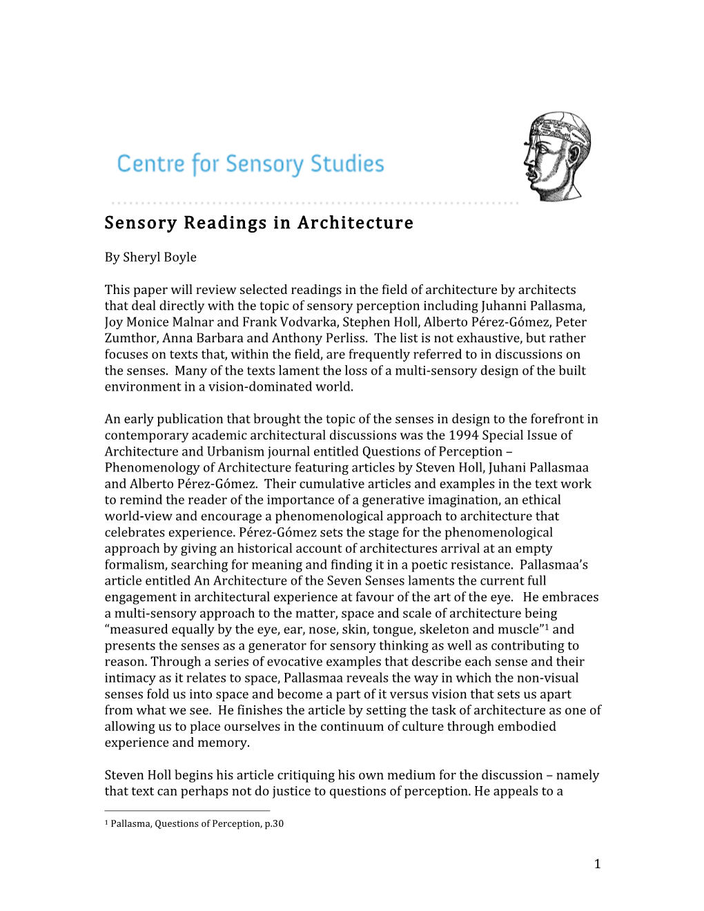 Sensory Readings in Architecture
