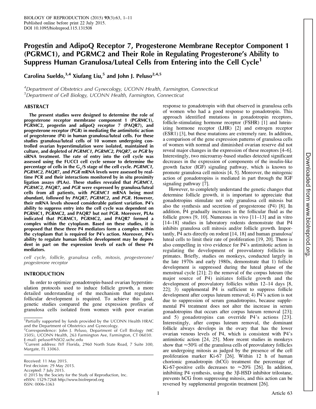 PGRMC1), and PGRMC2 and Their Role in Regulating Progesterone’S Ability to Suppress Human Granulosa/Luteal Cells from Entering Into the Cell Cycle1