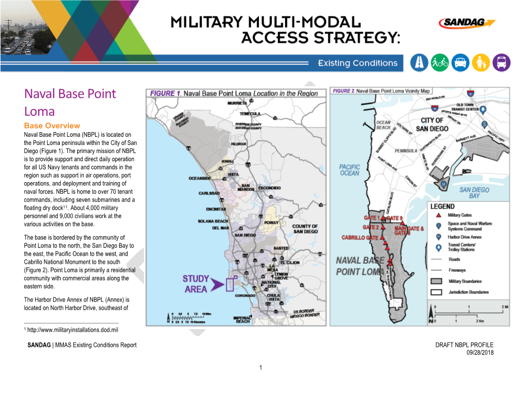 Naval Base Point Loma Base Overview Naval Base Point Loma (NBPL) Is Located on the Point Loma Peninsula Within the City of San Diego (Figure 1)