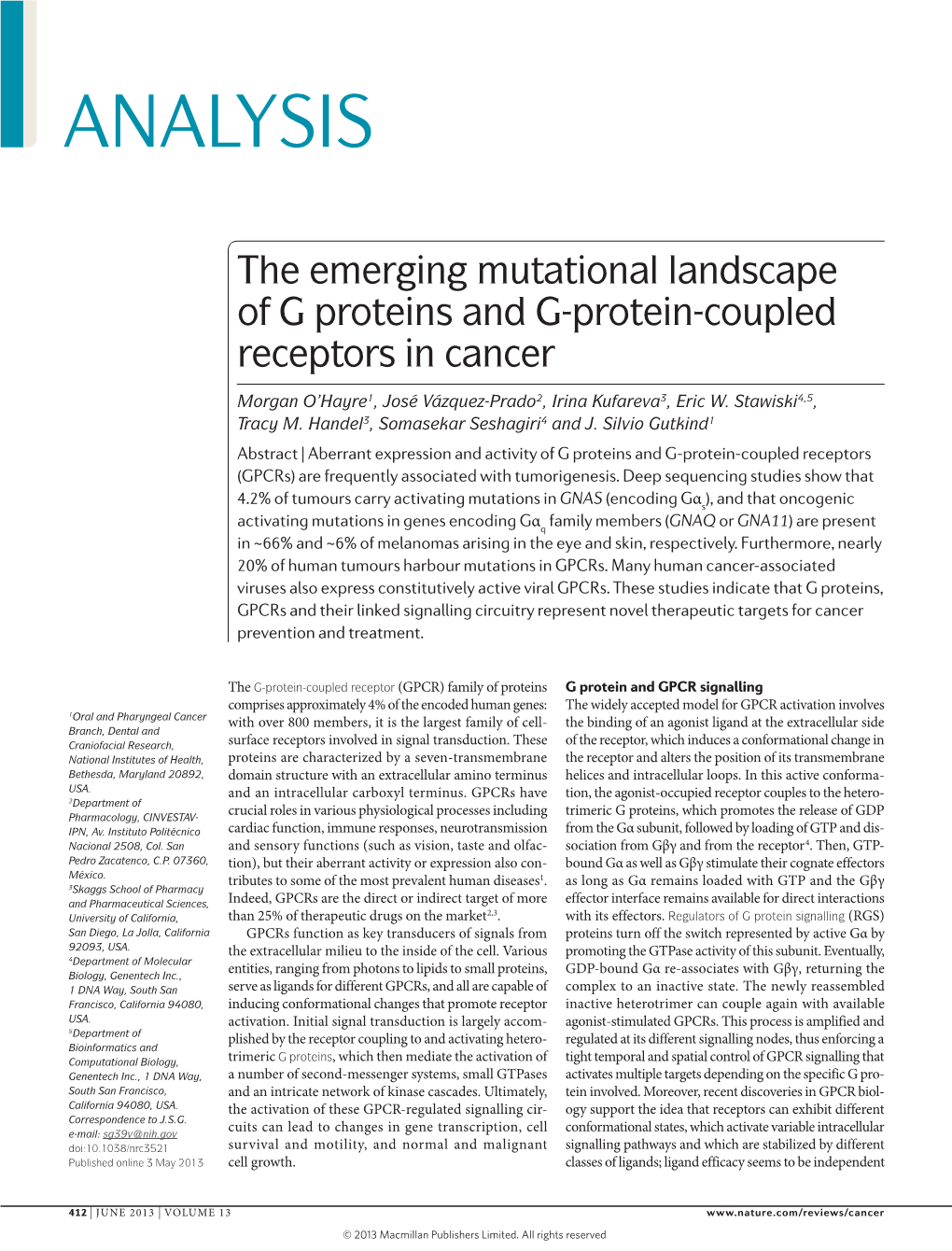 The Emerging Mutational Landscape of G Proteins and G-Protein-Coupled