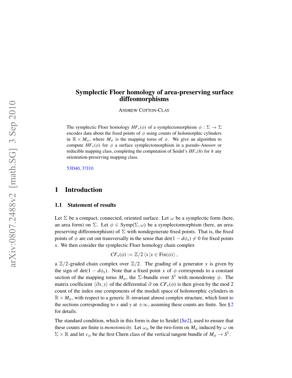 Symplectic Floer Homology of Area-Preserving Surface Diffeomorphisms