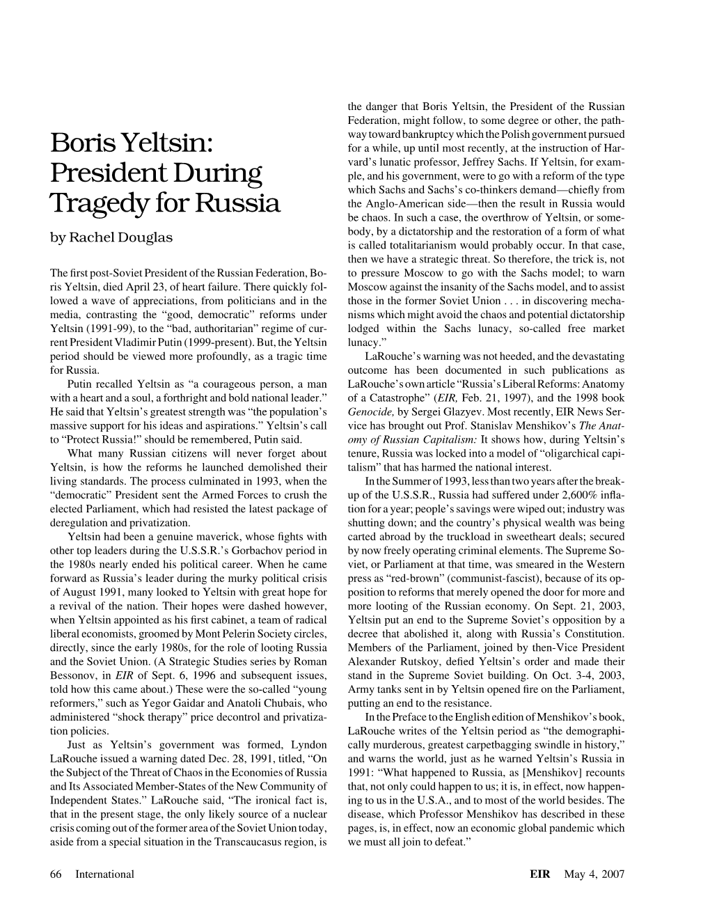 Boris Yeltsin: President During Tragedy for Russia