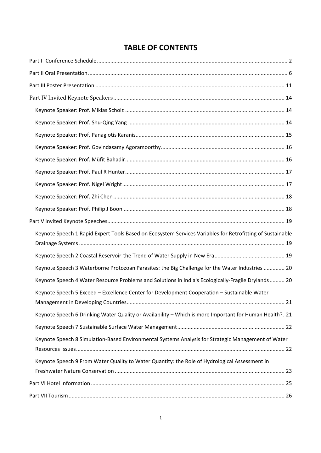 Table of Contents