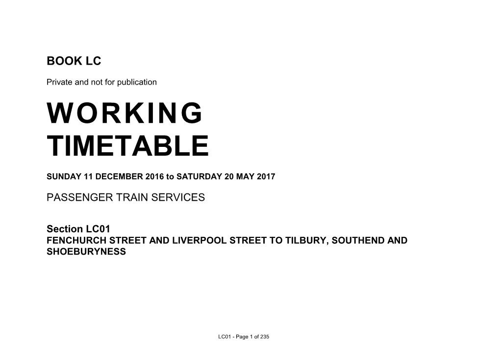 Lc01 Fenchurch Street and Liverpool Street to Tilbury, Southend and Shoeburyness