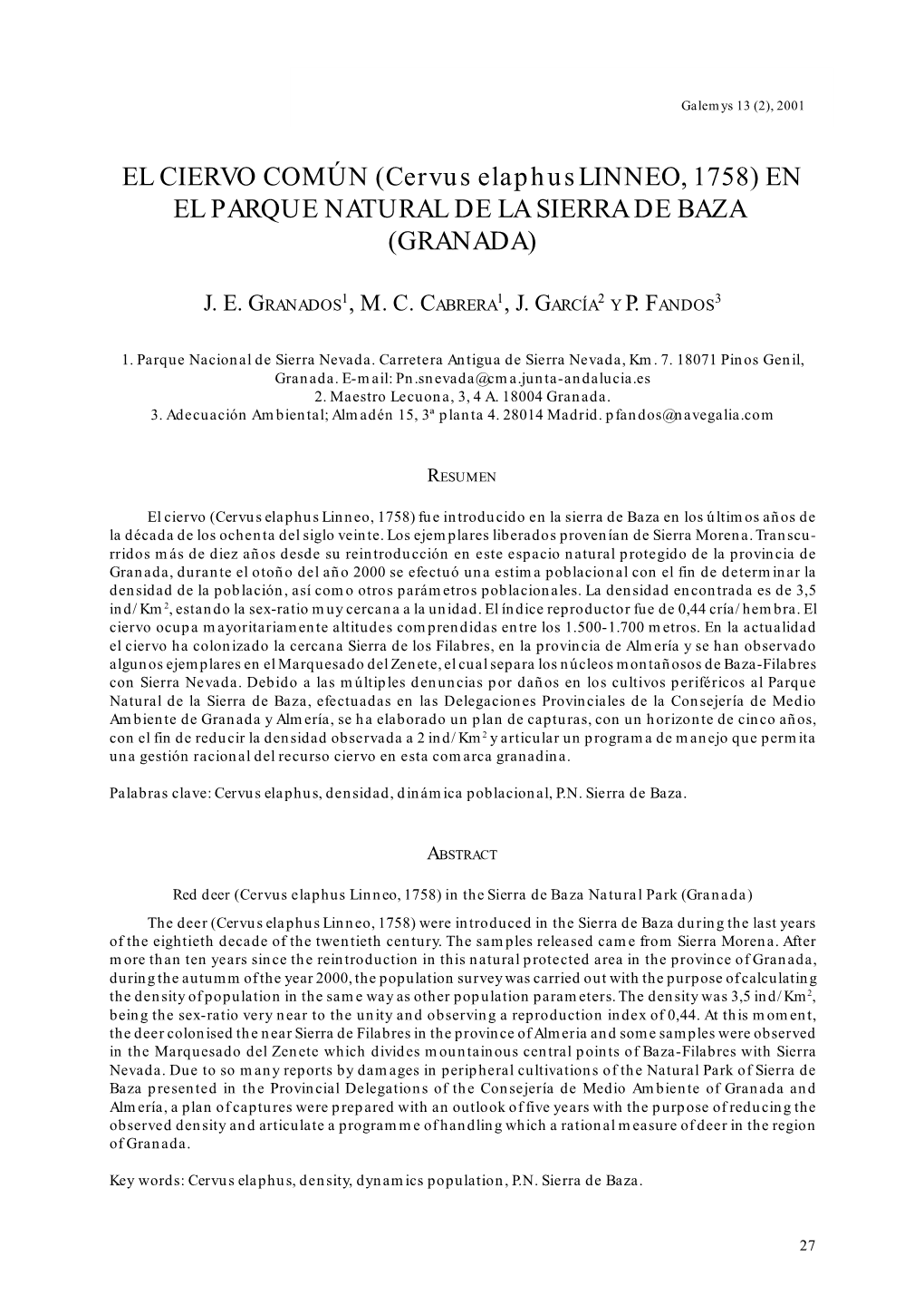 EL CIERVO COMÚN (Cervus Elaphuslinneo, 1758) EN EL