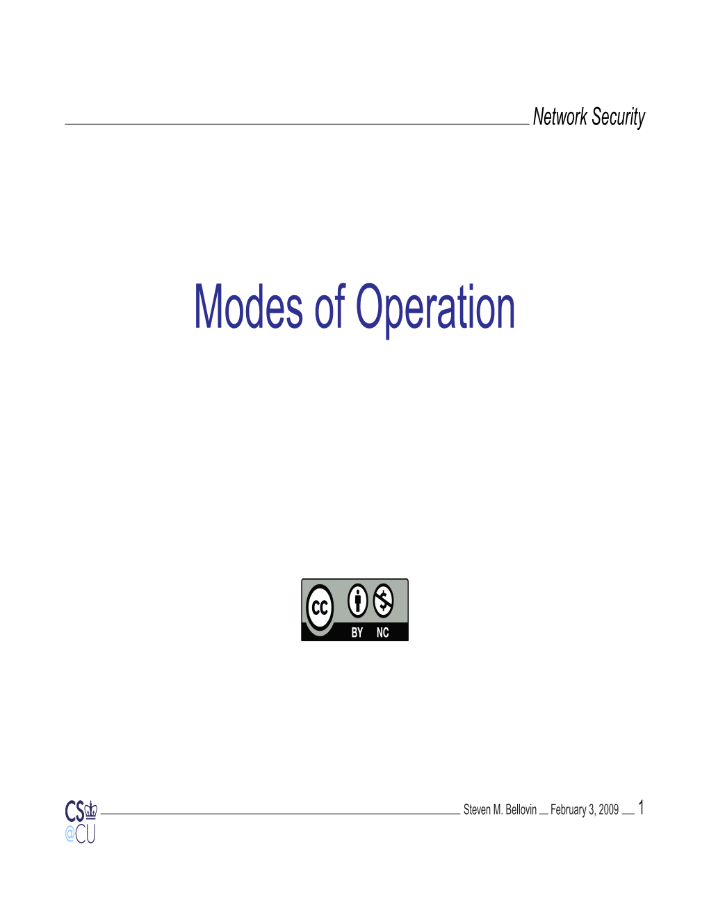 Modes of Operation