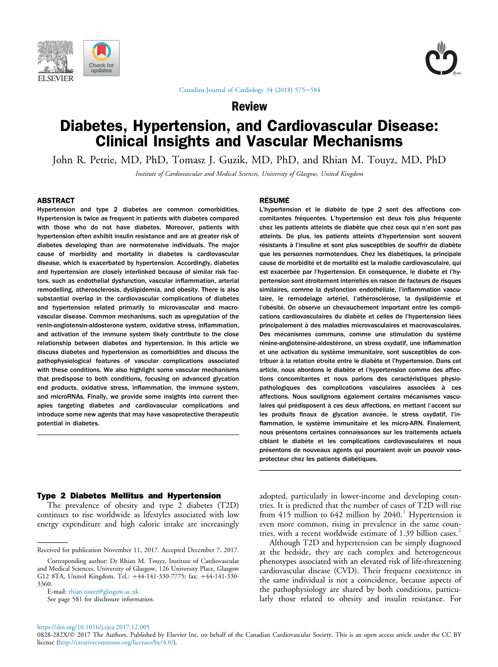 Diabetes, Hypertension, and Cardiovascular Disease: Clinical Insights and Vascular Mechanisms John R