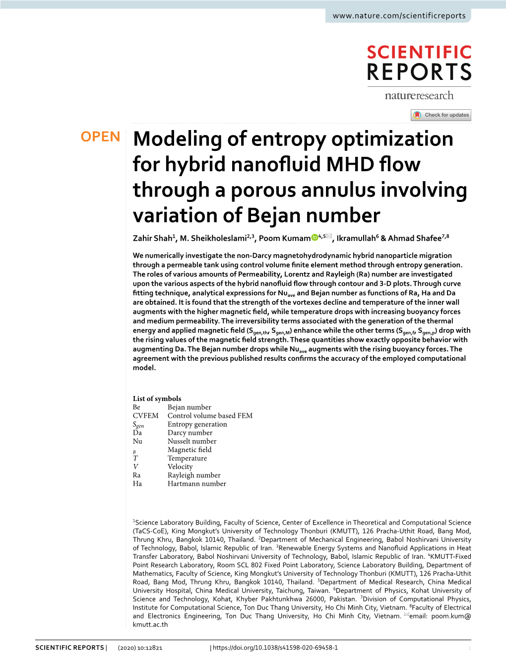 Modeling of Entropy Optimization for Hybrid Nanofluid MHD Flow Through