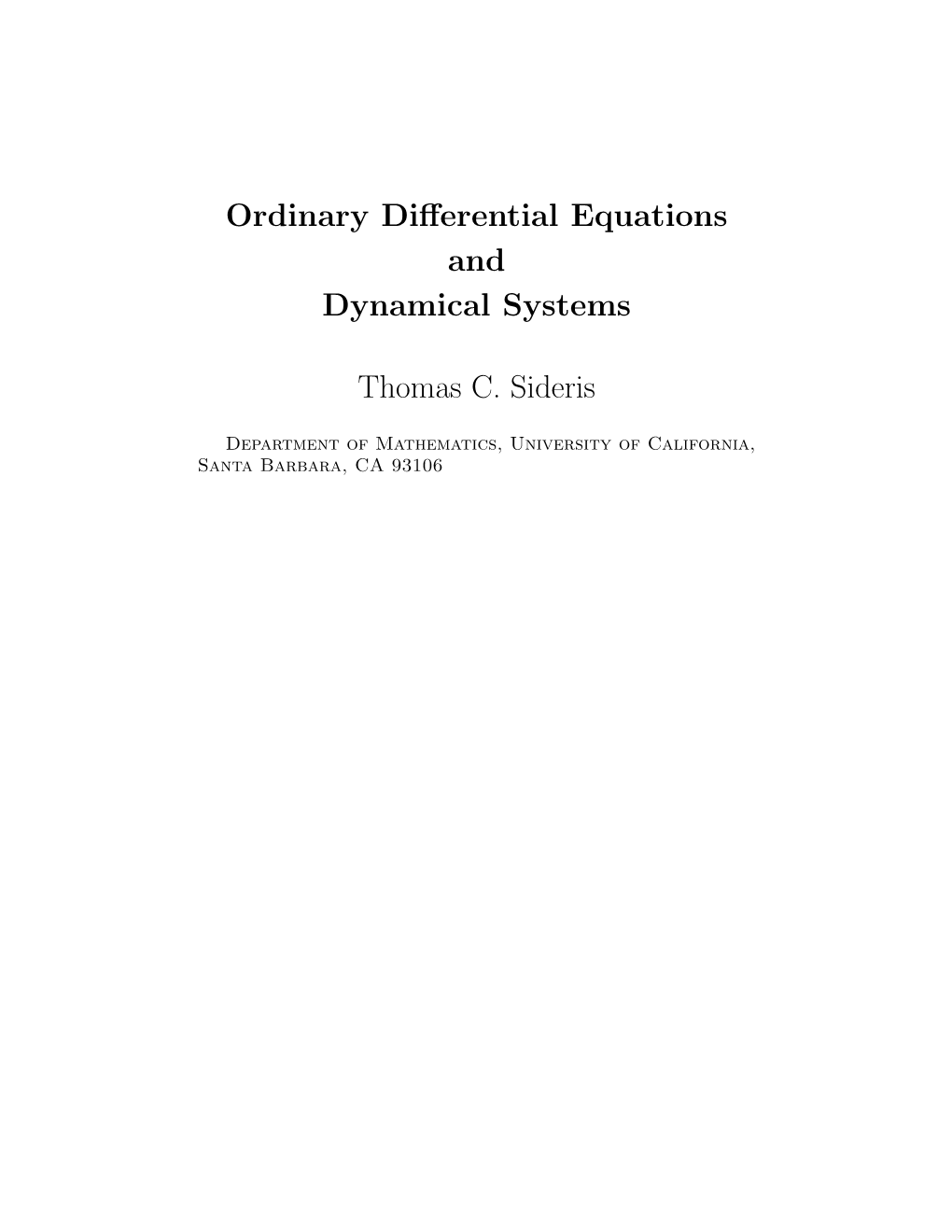 Ordinary Differential Equations and Dynamical Systems Thomas C