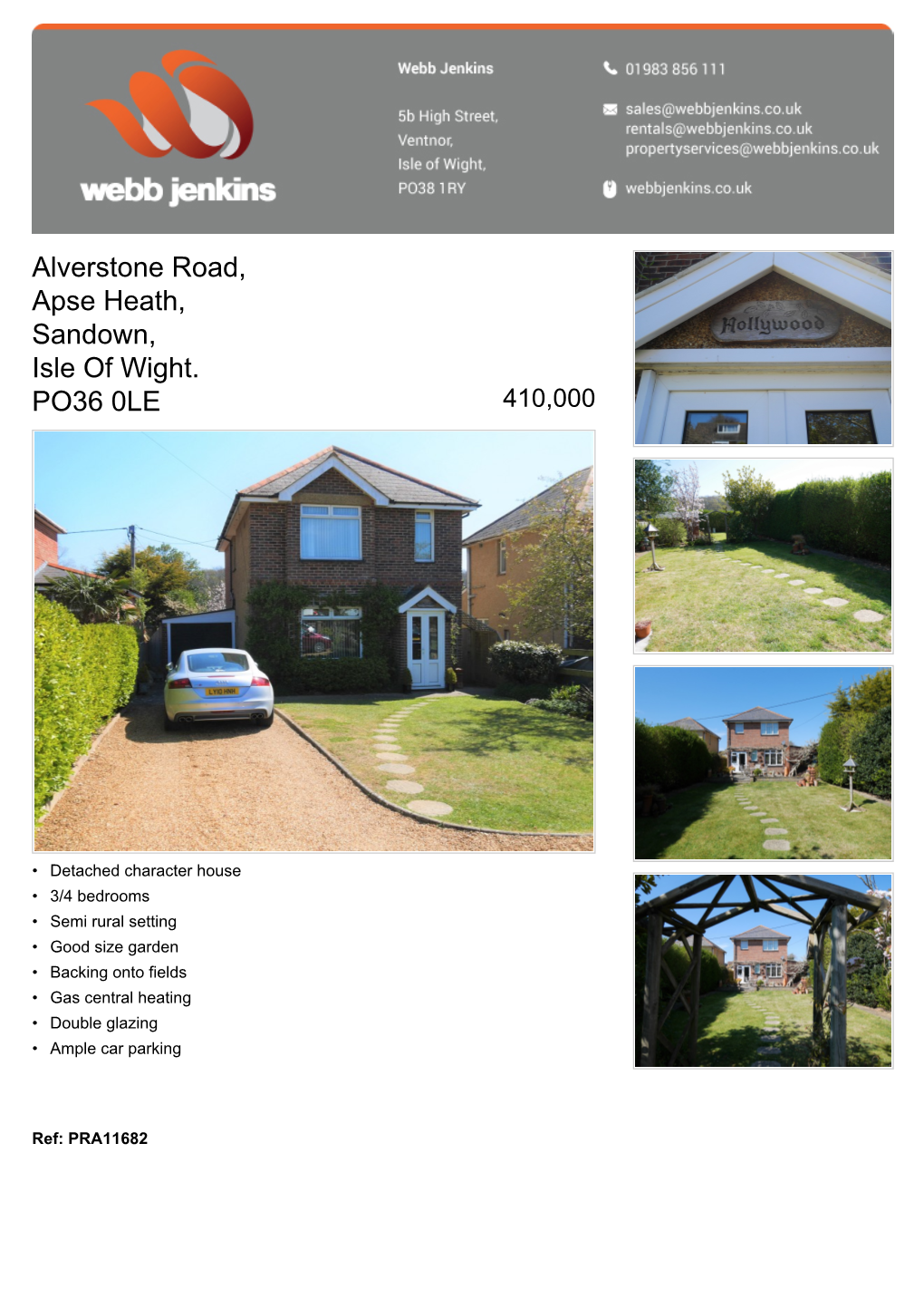 Alverstone Road, Apse Heath, Sandown, Isle of Wight. PO36 0LE 410,000