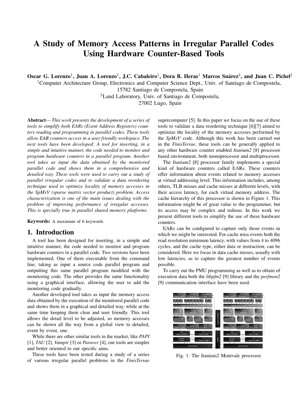 A Study of Memory Access Patterns in Irregular Parallel Codes Using Hardware Counter-Based Tools