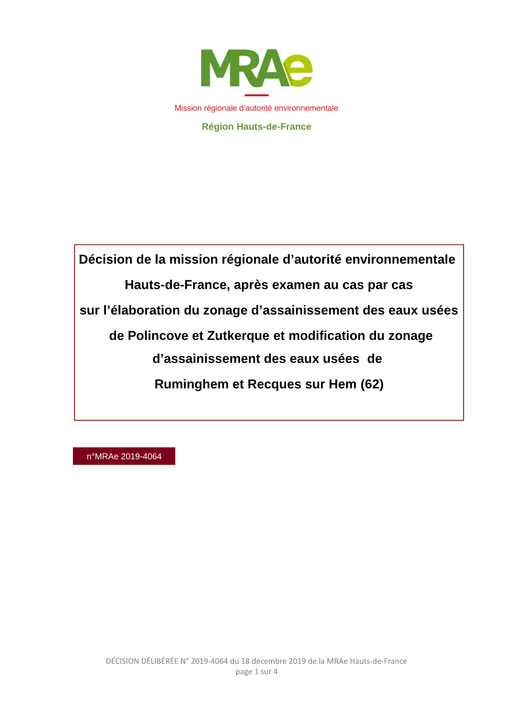 Décision De La Mission Régionale D'autorité Environnementale Hauts