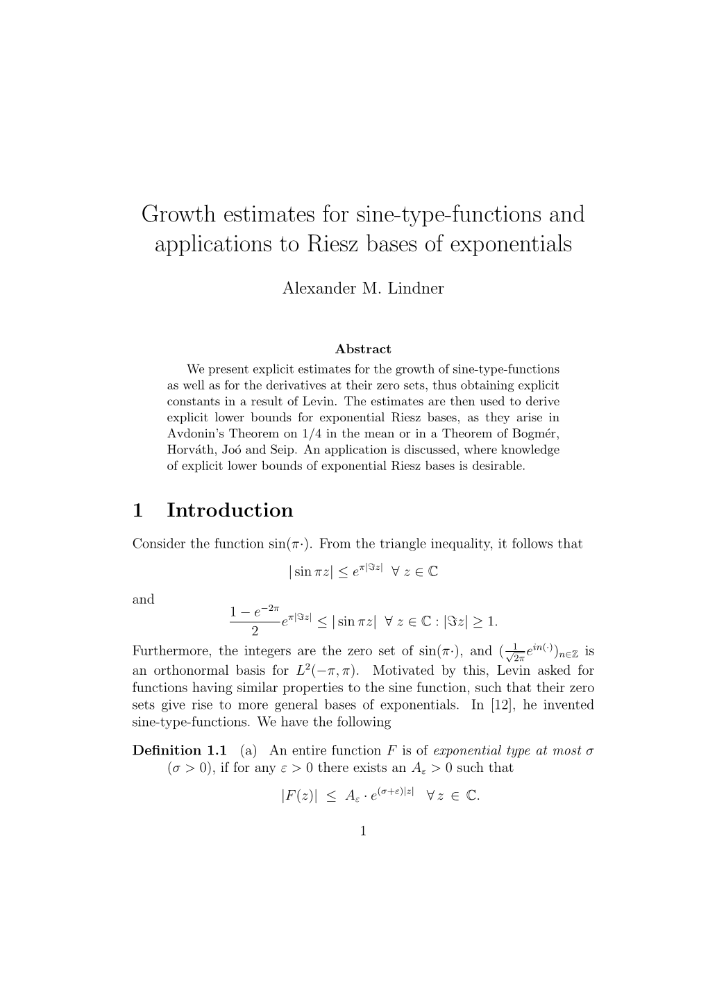 Growth Estimates for Sine-Type-Functions and Applications to Riesz Bases of Exponentials