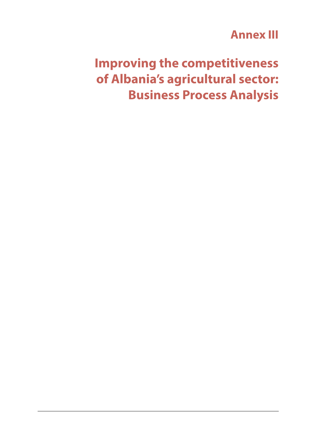 Improving the Competitiveness of Albania's Agricultural Sector