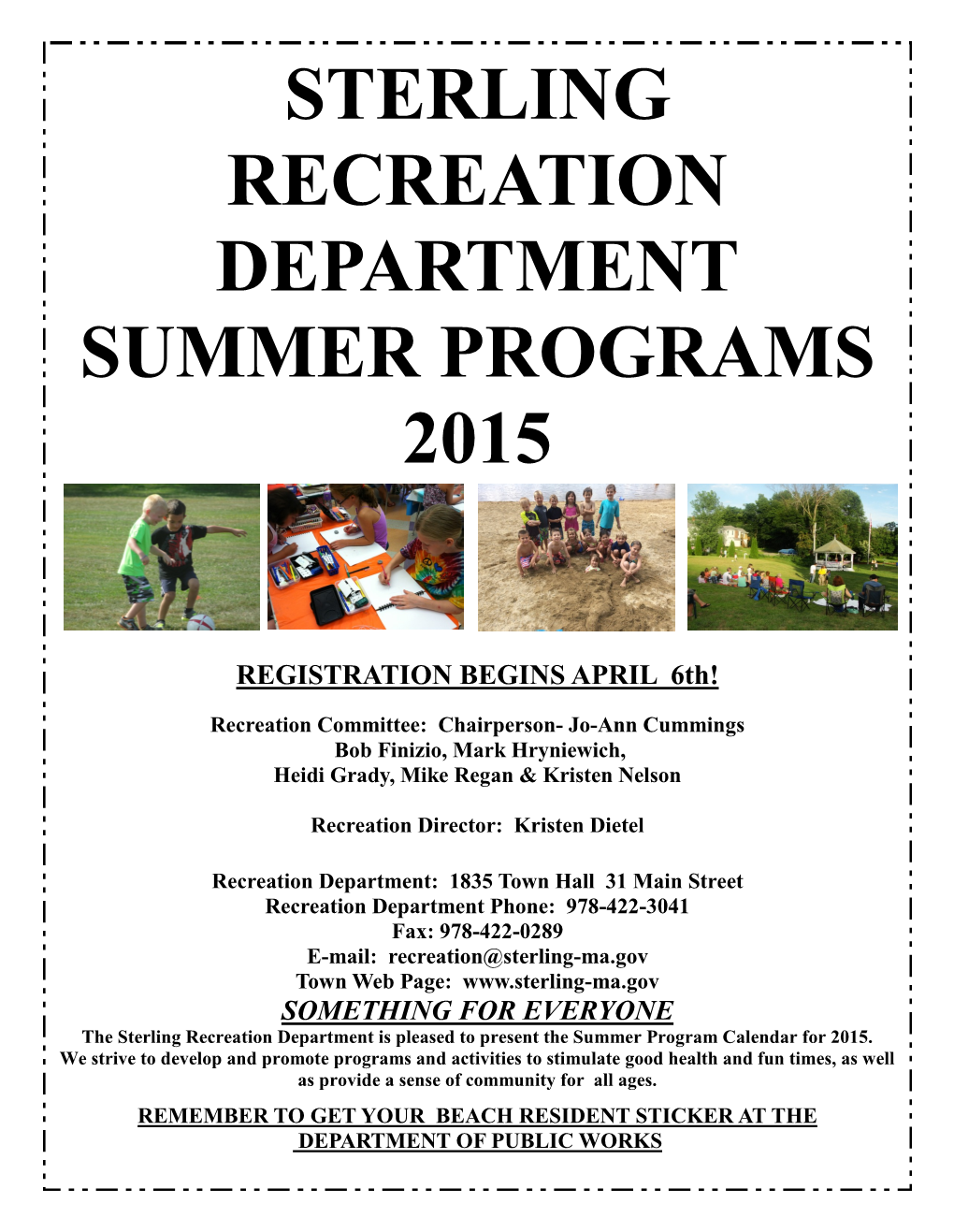 Sterling Recreation Department Summer Programs 2015