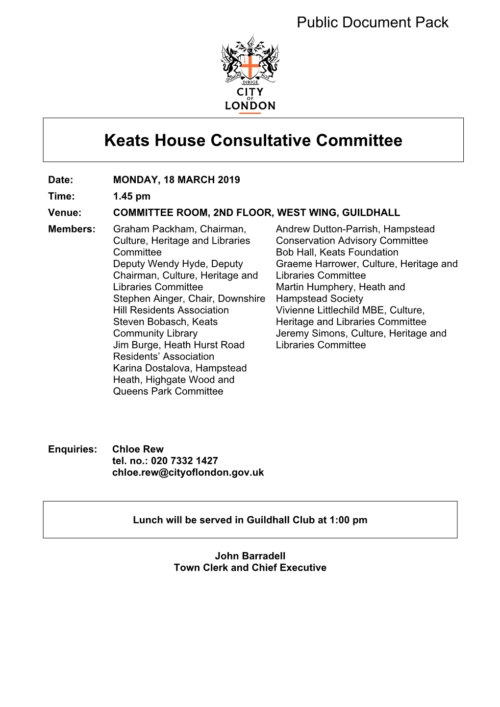 (Public Pack)Agenda Document for Keats House Consultative