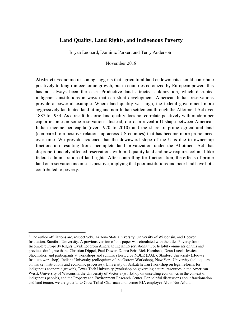 Land Quality, Land Rights, and Indigenous Poverty