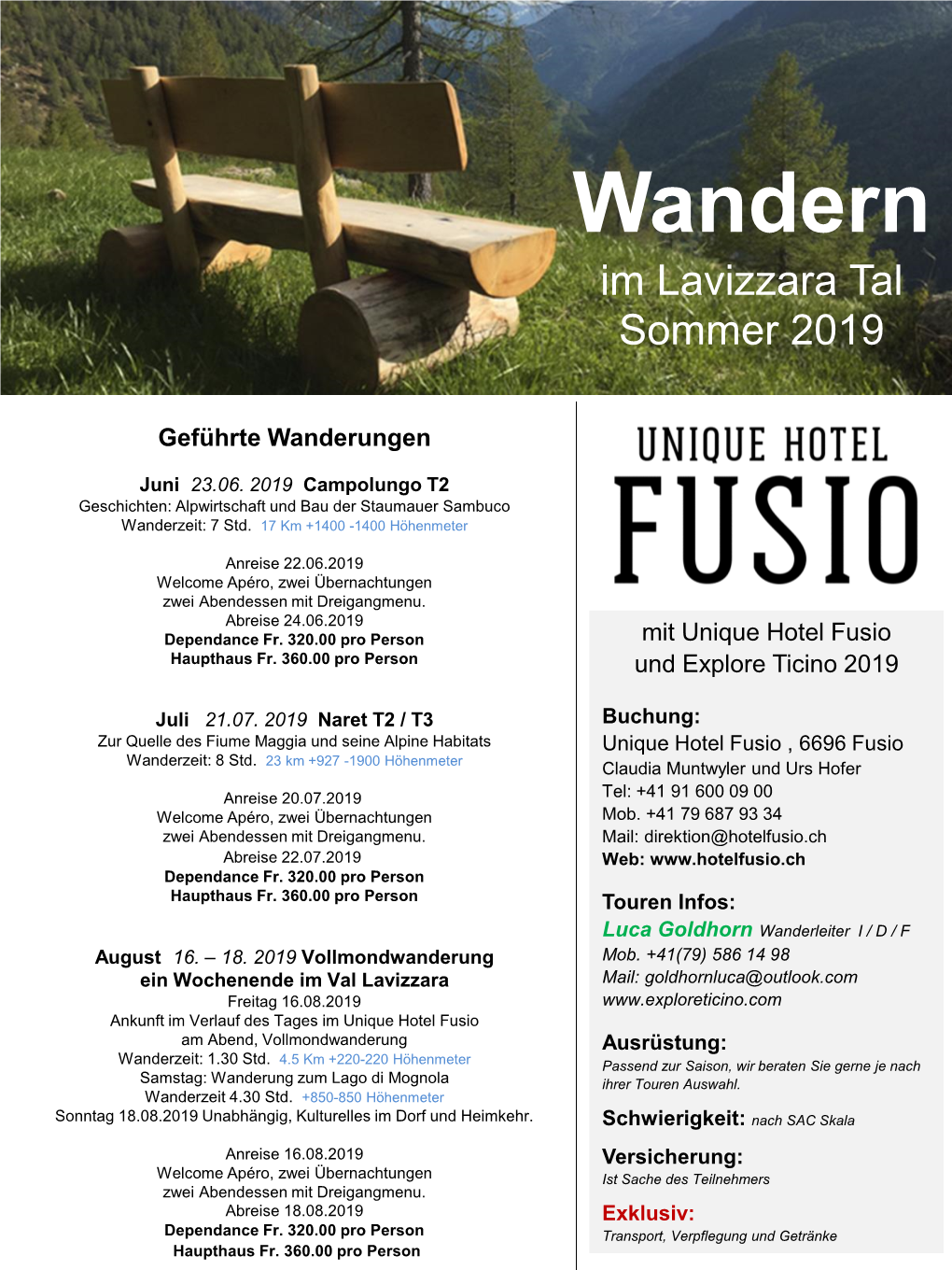 Wandern Im Lavizzara Tal Sommer 2019