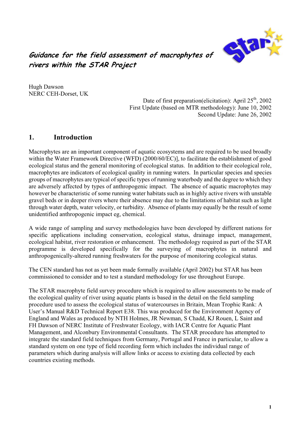 Macrophytes of Rivers Within the STAR Project